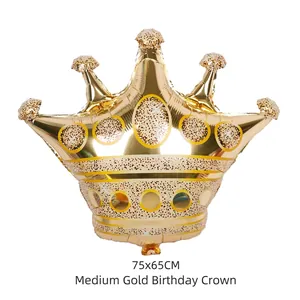 Golden crown foil balloon 75x65cm for birthday party decoration with shiny sequins