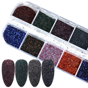 Nail art glitter set with 10 colors including laser and sugar powder for manicure designs