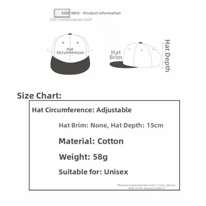 Size chart showing adjustable circumference and 15cm depth for the cotton docker hat