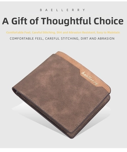 Detail view of coffee brown bifold wallet showing matte texture and precise decorative stitching
