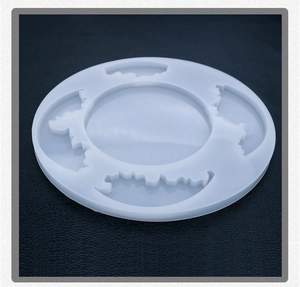 Translucent circular silicone mold featuring bat-shaped cutouts for Halloween DIY resin art