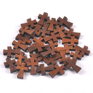 Bulk brown wooden cross beads with pre-drilled holes for DIY jewelry making