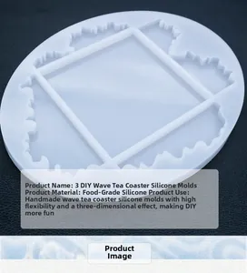 Detailed top view of food-grade silicone resin mold for DIY wavy wave coaster art
