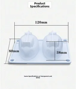 Detail showing 120x80mm dimensions of white silicone rabbit-shaped jelly mold