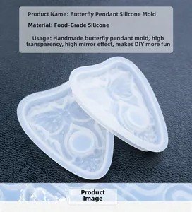 Macro shot of semi-transparent butterfly silicone molds with fine texture details for resin