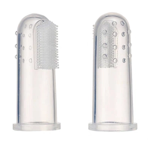 Transparent silicone baby finger toothbrushes for gum massage and tongue cleaning