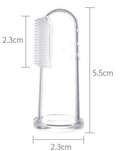 Detailed size chart for baby silicone finger toothbrush with 5.5cm total length measure