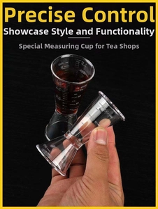 Clear double-headed PC resin jigger showing accurate scale markings for cocktail mixing