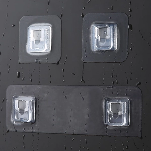 Adhesive Wall Hooks Transparent Plastic Punch Free Waterproof Heavy Duty Hangers For Bathroom Kitchen Home Organization