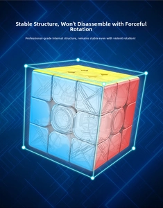 Macro shot of 3x3 speed cube internal mechanism showing anti-pop stable structure