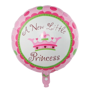 Pink crown balloon with A New Little Princess text for girl 1st birthday party decor