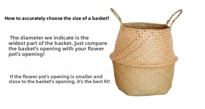 Detailed view of woven seagrass basket showing dual handles and foldable belly design