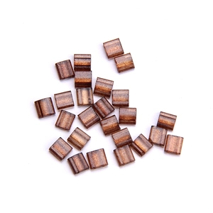 Bronze glass Tila beads with brown stripes for DIY jewelry making and beadwork