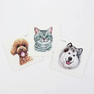 Cute cartoon animal temporary tattoo stickers featuring dog and cat designs for kids