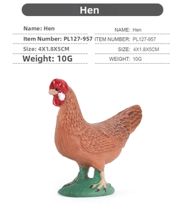 Macro detail of realistic brown hen figurine with fine feather texture and green base