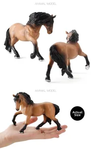 Detailed Lusitano horse model toy showing hand-held scale and realistic brown coat texture