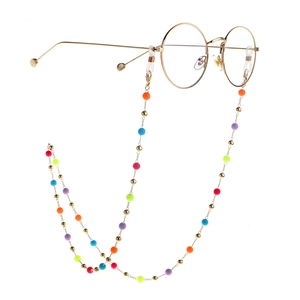 Fashion Glasses Chain Colorful Jelly Beads Metal Neck Cord Adjustable Silicone Loops Eyewear Sunglasses Strap Lanyard