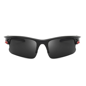 Streamlined outdoor sports sunglasses with black frames and red accents for cycling