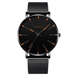 Reloj De Cuarzo Para Hombre Minimalista Fino Pantalla Analógica Negocios Informal Moda Caja Aleación Malla Cuero