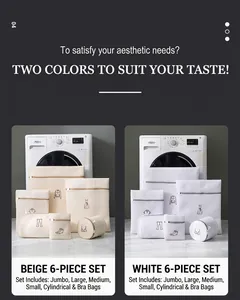 Lot de 6 filets à linge détaillés avec protection en maille et fermeture pour linge délicat