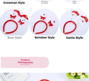 Detail of assorted Christmas headbands with snowman, reindeer and Santa cartoon spring motifs