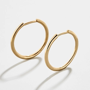 Classic 18K gold plated stainless steel hoop earrings with a polished smooth finish