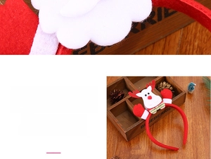 Detail eines festlichen Weihnachts-Haarreifens mit 3D-Rentier auf einer Holzbox-Deko