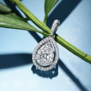 Collier Pendentif Goutte Taille Poire Cuivre Zircone Double Halo Bijoux De Mariage Pour Femmes Élégant Luxe Mariée Cadeau