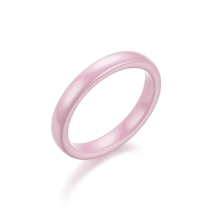 Minimalist 3mm pink ceramic domed ring featuring a polished smooth and glossy finish