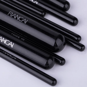 9-piece makeup brush set with black glossy handles and soft bristles for eyeshadow and powder