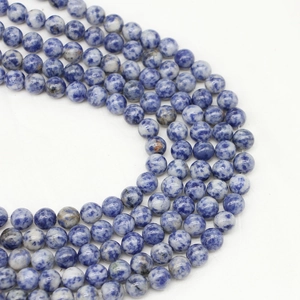 Natural Blue Spot Stone Loose Beads Round Gemstone Spacer Beads For Jewelry Making DIY Bracelets Necklaces Marble Pattern