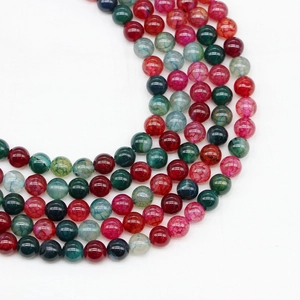 Handgemaakte kleurrijke pauwagataat ronde kralen met netstructuur voor DIY sieraden maken