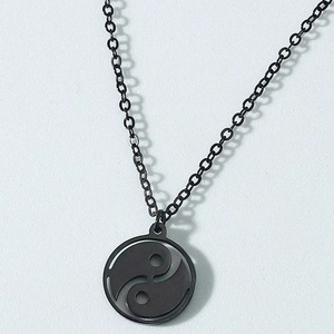Stainless Steel Pendant Necklace Yin Yang Tai Chi Compass Feather Sun Minimalist Punk Jewelry For Men Women