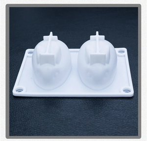 Detail of two-cavity bunny silicone mold for baking mousse cakes and handmade soaps