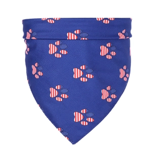 US flag paw print pet bandana triangle scarf made of blue twill fabric for dogs