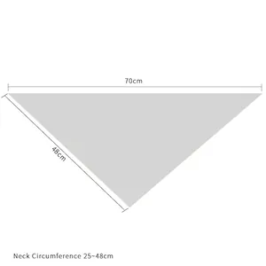 Size chart for cotton plaid dog bandana showing 70cm width for 25-48cm neck circumference