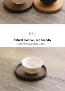 Detail of natural wood coasters showing walnut texture and eco-friendly oil finish