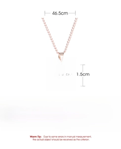 Detail view of heart pendant necklace with rhinestones, letter A and size measurements