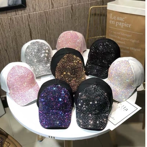 Cappelli da baseball alla moda con strass scintillanti in vari colori per donne