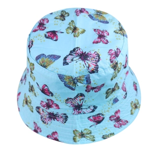 Chapeau bob bleu clair à imprimé papillons pour protection solaire d'été en plein air