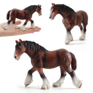 Realistic brown Lusitano horse animal model toy with black mane and white feathered hooves