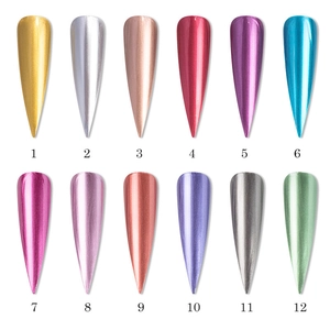 Professional 12-color metallic mirror nail polish set with high-shine stiletto style finish