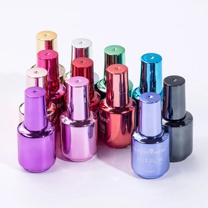 Mirror effect metallic nail polish set in 12 colors with 8ml bottles showing high shine