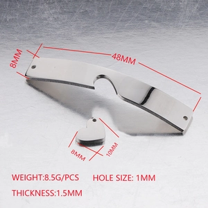 Stainless steel curved bar and heart charms for DIY jewelry making with dimensions