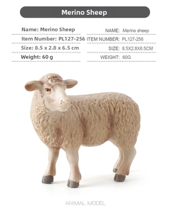 Statuetta dettagliata di pecora merino con trama di lana e dimensioni 8,5x2,8x6,5cm