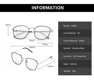 Detailed dimension guide for square metal sunglasses showing lens and frame measurements