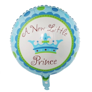 Blue A New Little Prince foil balloon with crown for boy 1st birthday party decor