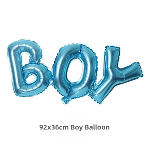 Blue BOY letter foil balloon 92x36cm for baby boy first birthday party decoration
