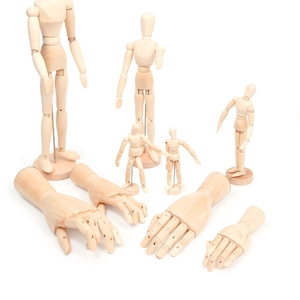 Articulated wooden hand and figure models for sketching with movable metal joints