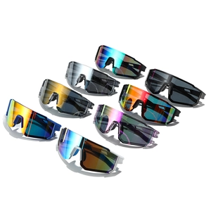 Eight pairs of stylish cycling sunglasses with colorful mirrored lenses and lightweight frames